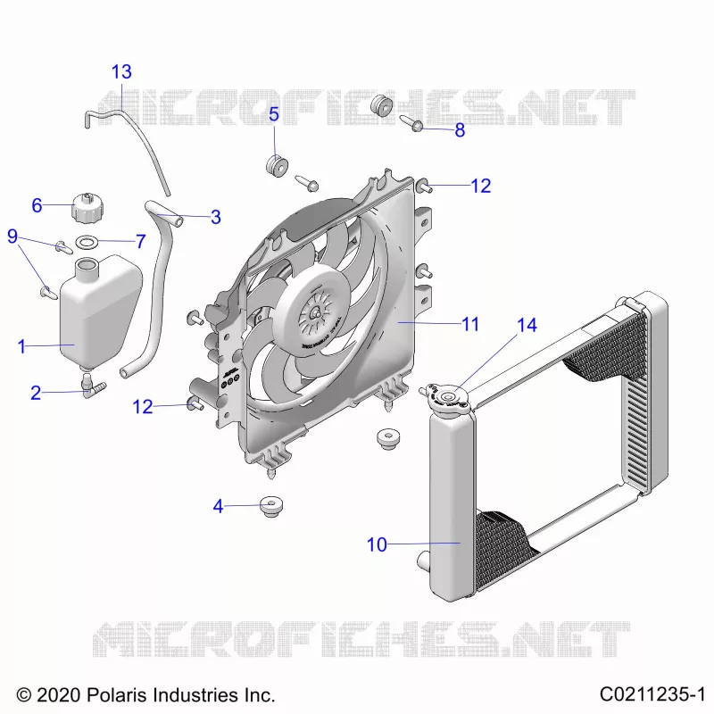 ENGINE, SISTEMA DI RAFFREDDAMENTO, RADIATOR, FAN & OVERFLOW BOTTLE
