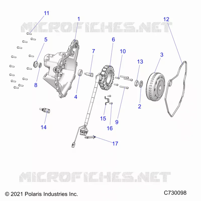ENGINE, STATOR COVER AND FLYRUOTA