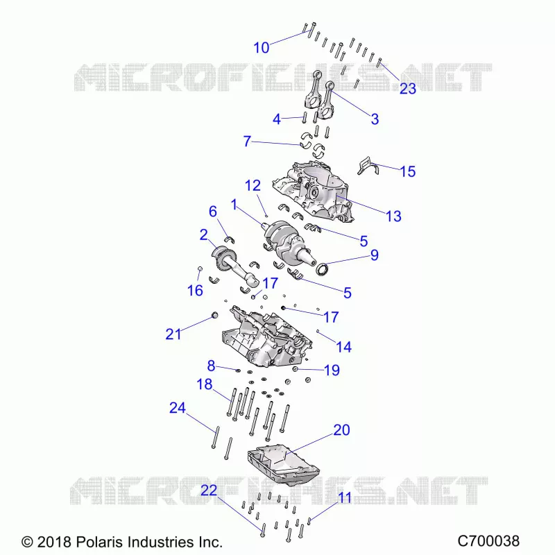 ENGINE, CRANKCASE AND ALBERO MOTORE