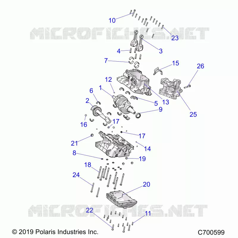 ENGINE, CRANKCASE AND ALBERO MOTORE