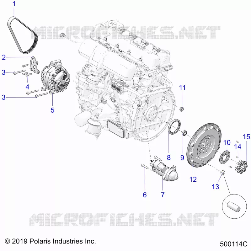 ENGINE, ALTERNATORE, FLYWHEEL, AND STARTER