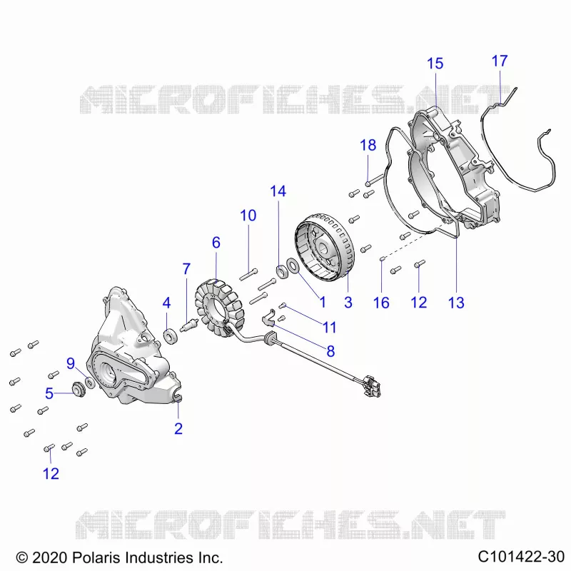 ENGINE, STATOR COVER AND FLYRUOTA
