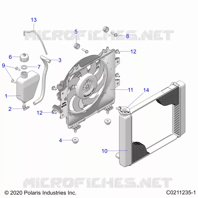 ENGINE, SISTEMA DI RAFFREDDAMENTO, RADIATOR, FAN & OVERFLOW BOTTLE