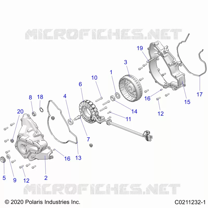 ENGINE, STATOR COVER AND FLYRUOTA