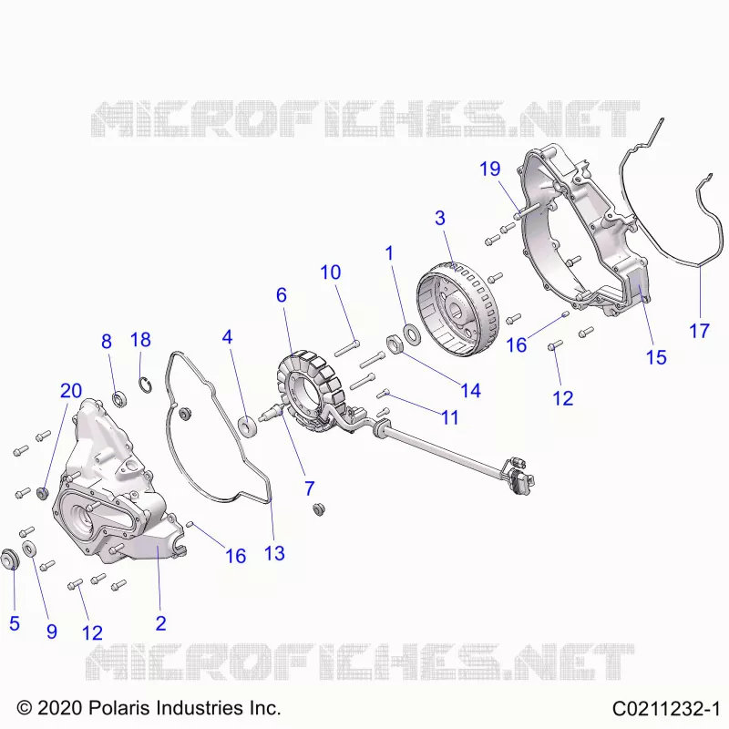 ENGINE, STATOR COVER AND FLYRUOTA