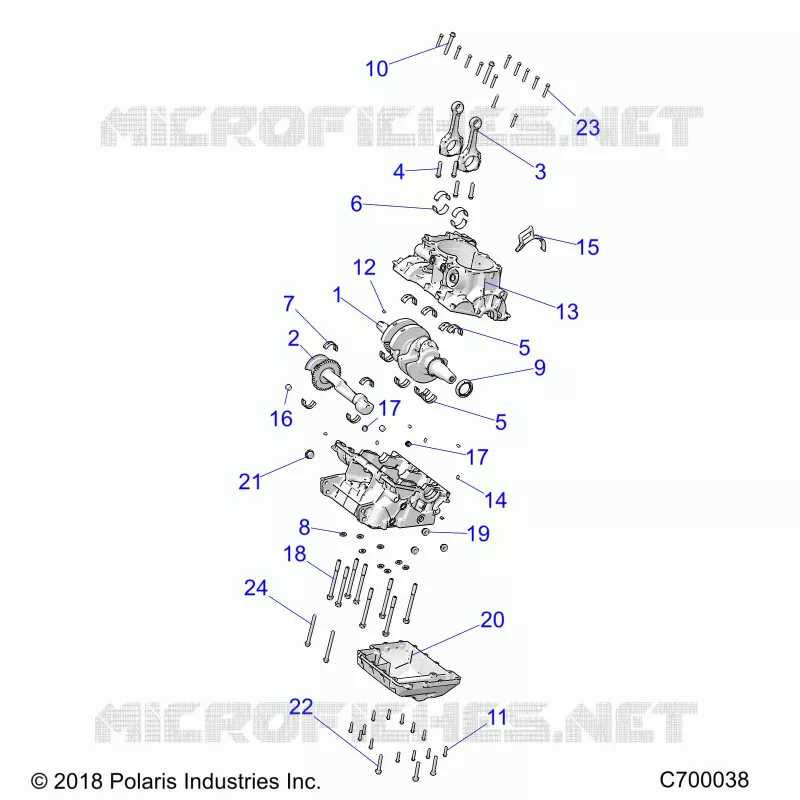 ENGINE, CRANKCASE AND ALBERO MOTORE