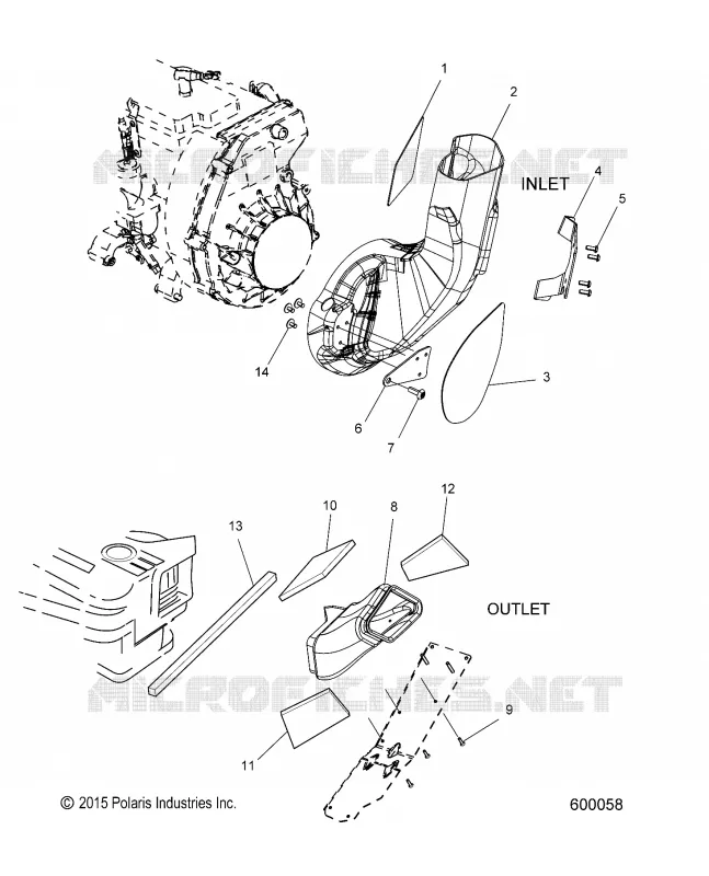 MOTORE, AIR INLET and OUTLET DUCTS