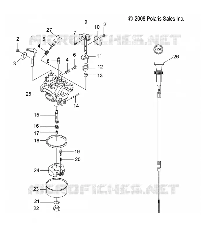 MOTORE, CARBURETOR AND CHOKE CABLE